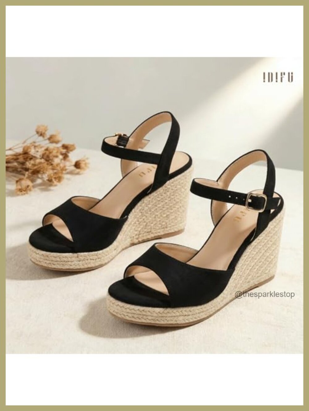 IDIFU IN4 Espadrilles Wedges Sandals for Women Platform Peep Open Toe Slingback - Picture 2 of 6